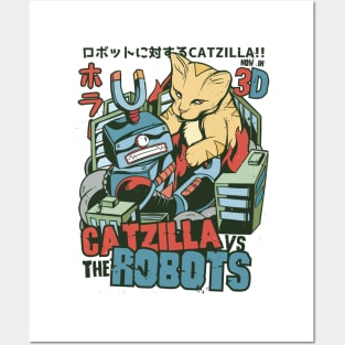 Catzilla v Robots Posters and Art